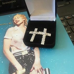 Madonna style large diamond Rock star earings